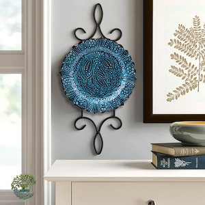 7&#39;&#39; Turkish Ceramic Wall Plate | Decorative Plate For Hanging | Handmade Turkish Wall Art Decor | Garden Home Office Wall Desk Plate