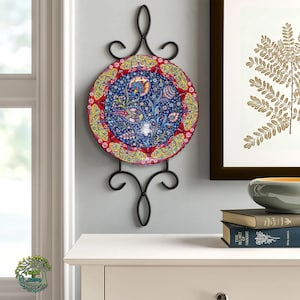 16&#39;&#39; Ceramic Wall Plate Handmade Turkish Boho Wall Art Decorative Tray for Outdoor Home Kitchen Office Wall & Desk Gift
