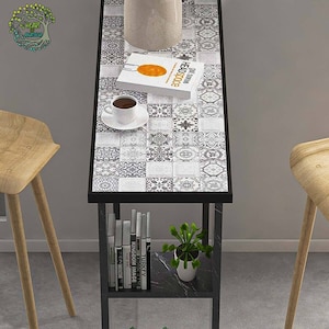 Mesa auxiliar de bar / Mesa auxiliar de madera y piedra hecha a mano / Aparador único para entrada / Mesa auxiliar de centro / El mejor regalo de decoración para el hogar para un nuevo hogar