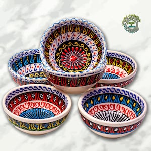 Ceramic Small Bowls Set of 6 | Handmade Serving Pottery for Salsa Prep Tapas Nuts Snack Breakfast Dishes Decorative Terramoto Ceramic Gift