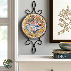 10&#39;&#39; Ceramic Wall Hanging Plate | Handmade Turkish Porcelain Decorative Handpainted Wall Art | New Home Moving Housewarming Gift