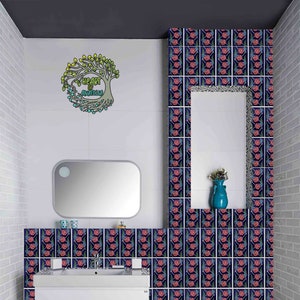 Handgemaakte keramische backsplash keukentegel | Keramische wandtegel achterwand badkamer | Decoratieve muurkunst open haard douche vloertegel
