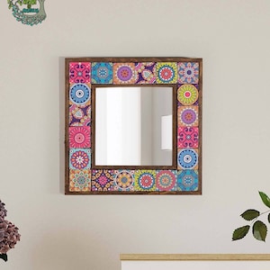 Mirror Wall Art | Decorative Full Lenght Floor Mirror | Boho Bathroom Mirror | Vintage Vanity Mirror Gift for Moving