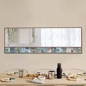 Mirror Wall Decor Modern | Full Lenght Bathroom Floor Wood Mirror | Decorative Boho Mosaic Mirror | Vintage Makeup Mirror Wall Art