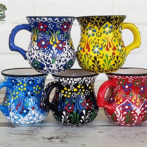 Handmade Ceramic Coffee Mug: Turkish Handpainted Pottery Cup