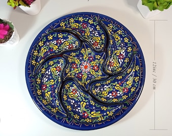 Set da portata in ceramica turca fatto a mano, 8 pezzi / Piatto da antipasto con patatine e salse