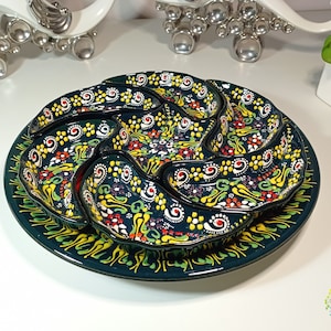 Juego de platos y bandejas de cerámica, vajilla para desayuno, aperitivos, frutos secos y aperitivos, 8 piezas, plato decorativo de cerámica, regalo de cerámica.