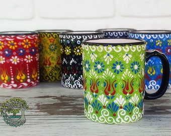 Taza de café de cerámica grande hecha a mano/taza de cerámica con mango/taza de sopa de té de café turco/regalo de cerámica decorativo único para amantes del café