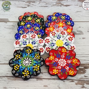 Coaster Set of 4 | Handmade Ceramic Cute Coaster | Personalized Flower Wedding Favors Tile Coaster Holder | Decorative Ceramic Gift