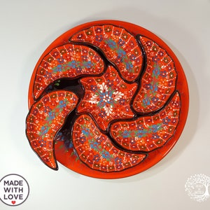 Turkish Ceramic Platter - Tray Plate Serving Set | Breakfast Dinnerware Appetizer Nuts Snack Serving | Decorative Pottery Gift
