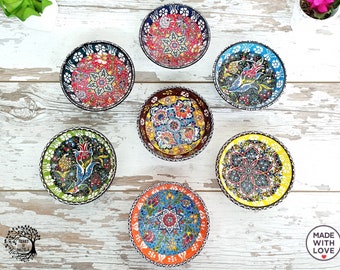 Set di 6 ciotole in ceramica turca fatte a mano / Set di tapas colorate per snack
