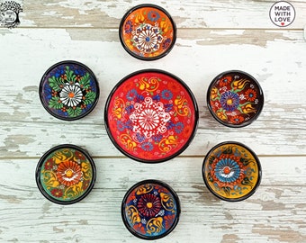 Juego de cuencos de cerámica turca hechos a mano / Cerámica bohemia floral, decoración de cocina