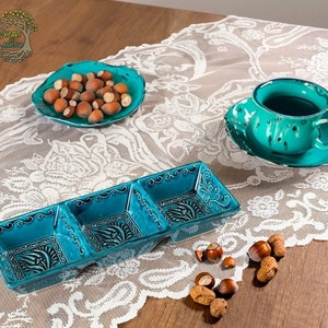 Ceramic Nut Candy Bowl | Handmade Small Pottery Tapas Nuts Pinch Bowls Kitchen Dinning Breakfast 3 Pieces Bowl Gift for New Kitchen