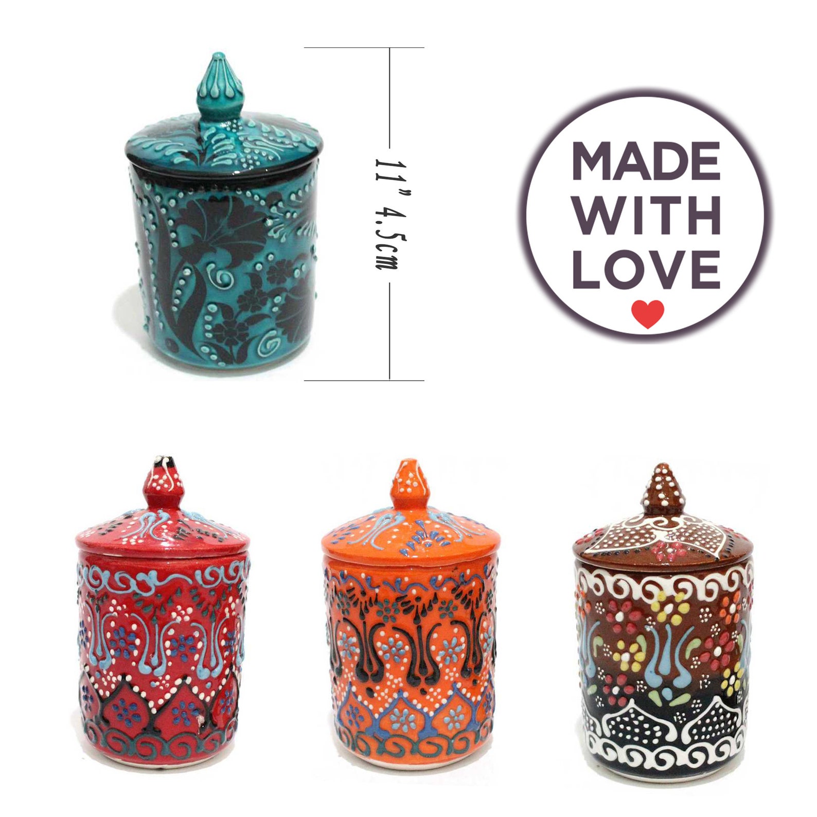 Set of 3 Ceramic Spice Jars Set With Lid Customize Decorative Etsy