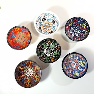 6pcs Small Serving Bowls Set Embossed HandPainting Turkish Greek Moroccan Ceramic Traditional Tapas Breakfast Snack Serving Pottery Gift
