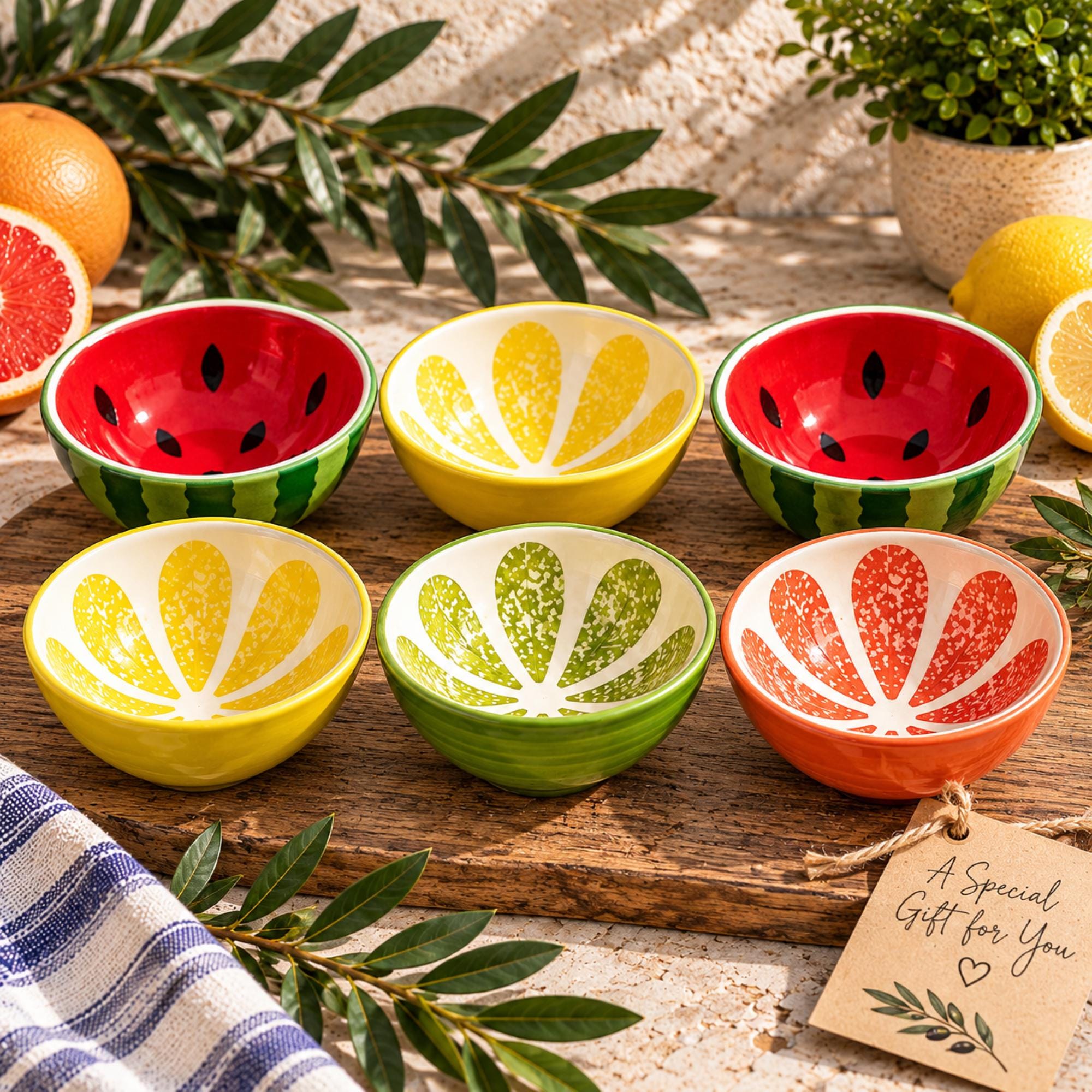 Handmade Ceramic Fruit Bowls | Turkish Pottery Set of 6 - Etsy