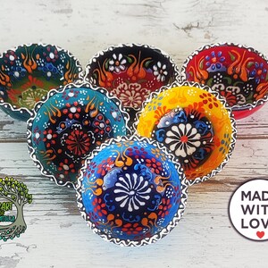 Set of 6 Ceramic Bowls | Handmade Decorative Chip Dip Salt Sauce Dipping Breakfast Serving Bowl | Turkish Ceramic Pottery Gift for Kitchen