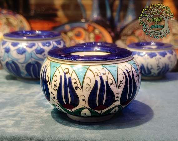 Handmade Ceramic Ashtray – 3 Pieces Hand Painted Ashtray – Turkish