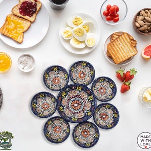 Unique Serving Platter 9 Pieces Ceramic Dinnerware Set Tray & Bowls Breakfast Snack Cookie appatizer Serveware Gift For Mother's Day image 3