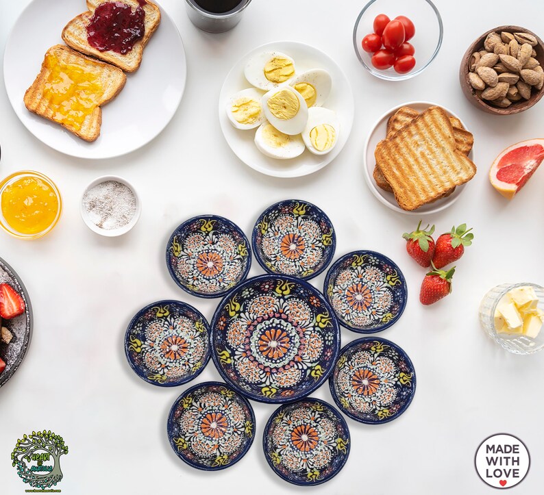 Unique Serving Platter 9 Pieces Ceramic Dinnerware Set Tray & Bowls Breakfast Snack Cookie appatizer Serveware Gift For Mother's Day image 3