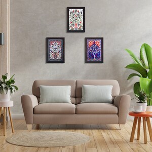 3 Pieces Handmade Tile Wall Hanging | Ceramic Wall Tile Kitchen Enterway Home Decor Wall Art Tile | Turkish Moroccan Tile