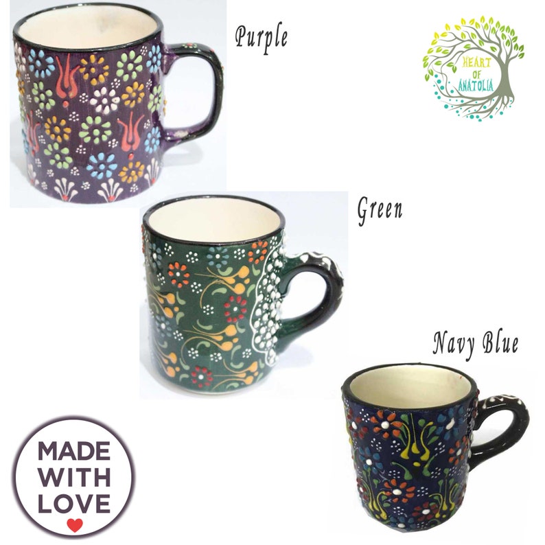 Handmade Embossed Ceramic Cups Handpainted Coffee Herbal Etsy
