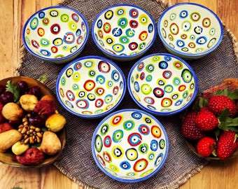 邪眼ボウルセット：手作りトルコ陶器ディッピングボウル - Etsy 日本