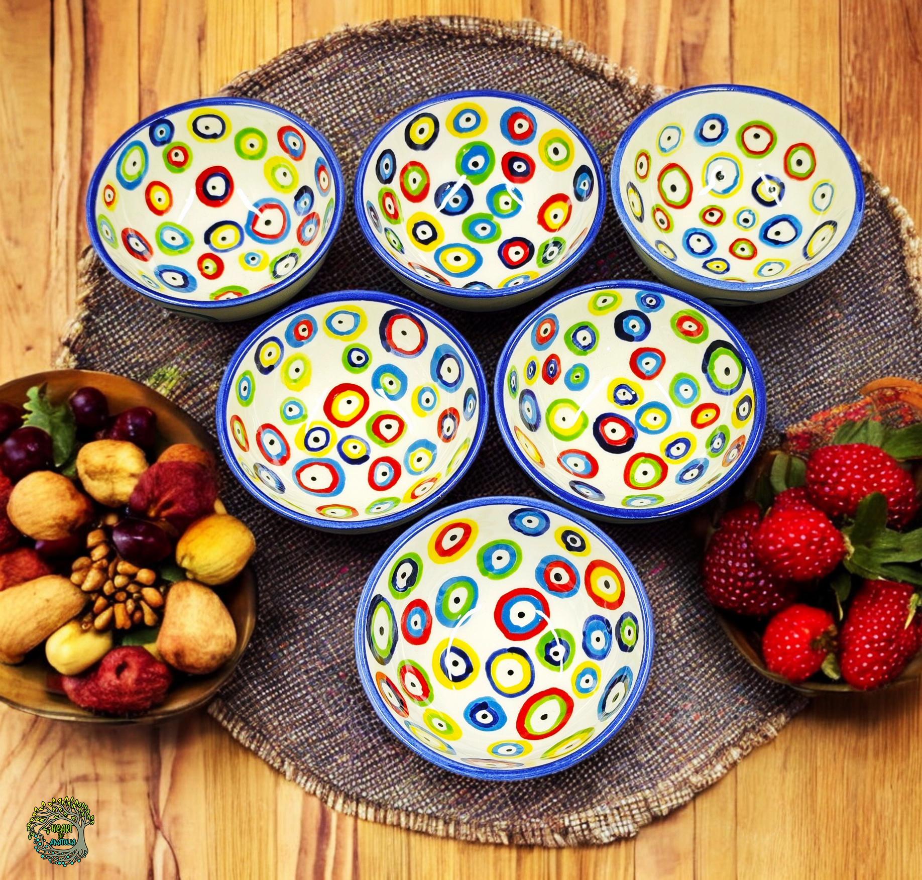 邪眼ボウルセット：手作りトルコ陶器ディッピングボウル - Etsy 日本