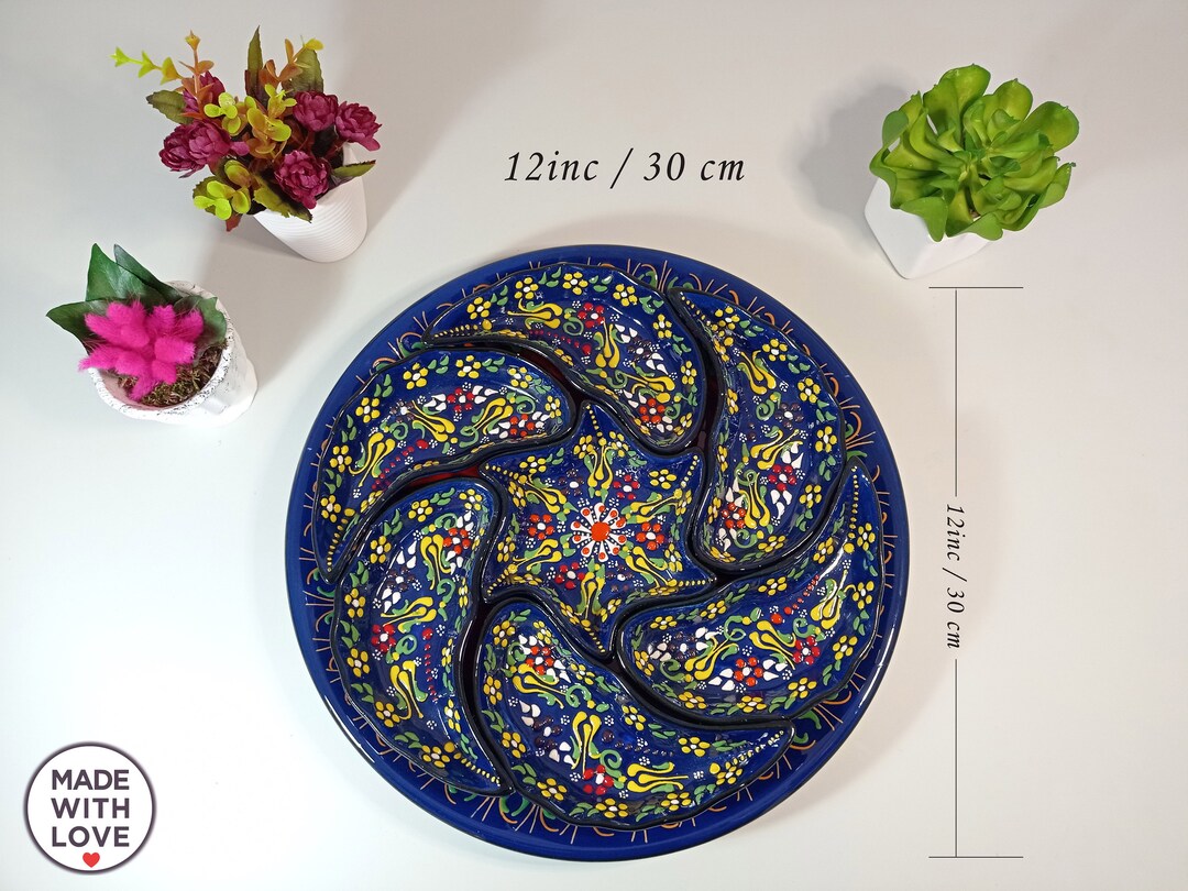 Ceramic Serving Plates Tray Set Appetizer Snack Chip & Dip Tapas