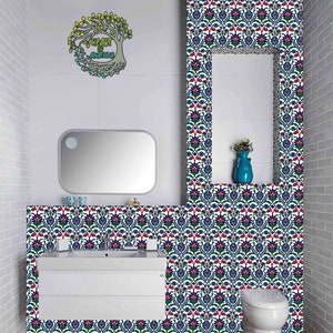 4x Decorative Ceramic Tile for Kitchen Backsplash Wall Art Fireplace Bathroom Shower Floor Tile | Turkish Moroccan Mosaic Tile 7.9*7.9 inc