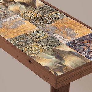 Mesa auxiliar única / Mesita de noche rústica antigua vintage recuperada / Mesa auxiliar única de madera y piedra hecha a mano / El mejor regalo de decoración para el hogar