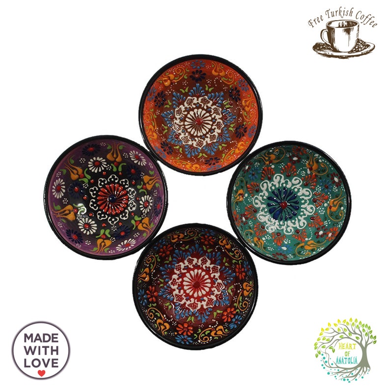 Embossed Turkish Ceramic Small Serving Bowls Set of 7 Etsy