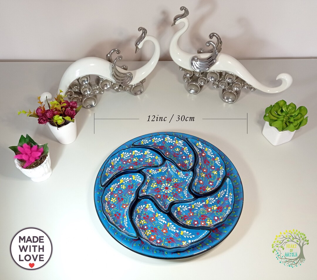 8x Ceramic Plates & Tray Set Breakfast Dinnerware Serving Set Nuts