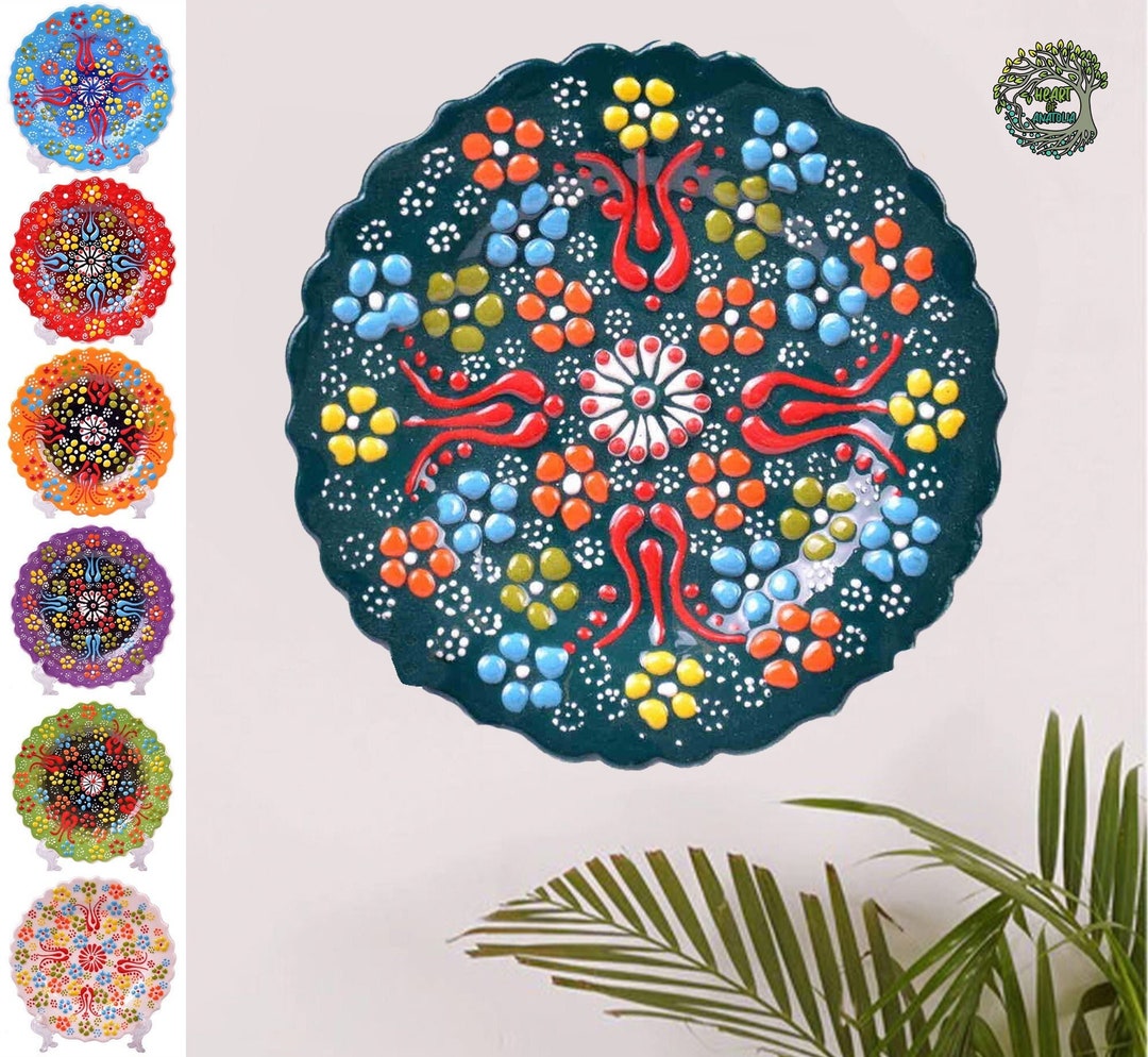 Hand Painted Ceramic Wall Hanging Plate Decorative Vintage Flower