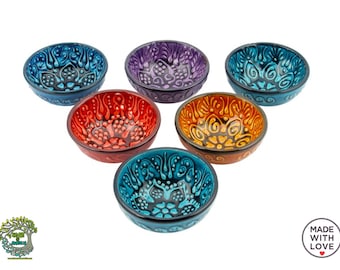 Juego de cuencos de cerámica hechos a mano / Cuencos para servir tapas meze turcas