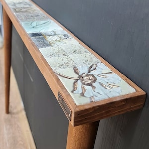 Bar End Table | Handmade Wood & Stone Side Table | Unique Sideboard Entryway End Coffee Table | Best Home Decor Table Gift for New Home