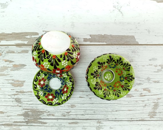 Posacenere In Ceramica Con Coperchio – Grande Capacità – Design Antivento – Colore Verde – Dimensioni 11x10 Cm – Per Casa, Bar E Ufficio - 3