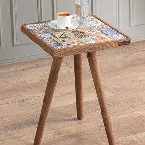 Unique Coffee Table | Reclaimed Vintage Antique Rustic End Table | Wood & Stone Unique Side Table | Best Home Decor Table Gift