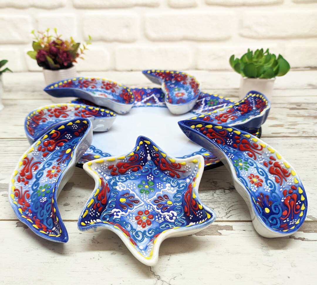 Ceramic Serveware Plates Tray Set Dinnerware Breakfast Nuts Etsy