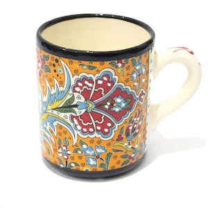 Handmade Ceramic Coffee Mug | Handpainted Herbal Tea Milk Hot Drinks Pottery Cups | Handmade Decoratice Gift For Him/Her or Coffee Lovers