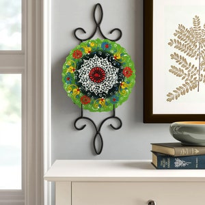 4.8" Handmade Ceramic Wall Decor Plate | Turkish Ceramic Decorative Wall Art Hanging Tray Plate Home Desk Kitchen Wall Collage | XMas Gift