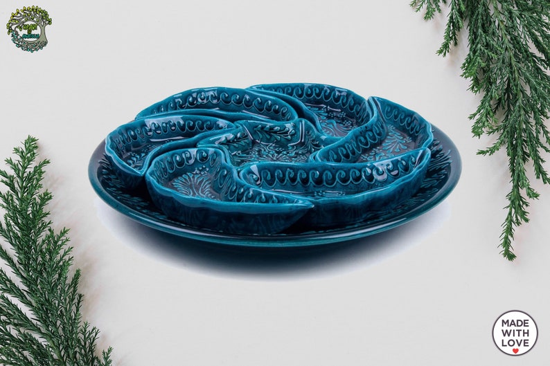 Unique Serving Platter Set 8 Pieces Ceramic Dinnerware Set Etsy