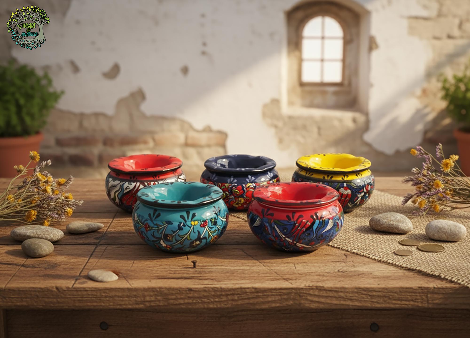 手作りトルコ陶器灰皿（蓋付き、防風）｜カラフルな陶器の装飾 - Etsy 日本