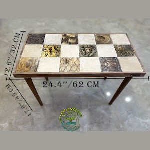 Mesa de Centro | Mesa Lateral Exclusiva de Madeira e Pedra | Mesa Lateral Rústica Antiga e Vintage Recuperada | Melhor Presente de Mesa para Decoração de Casa para Casa Nova