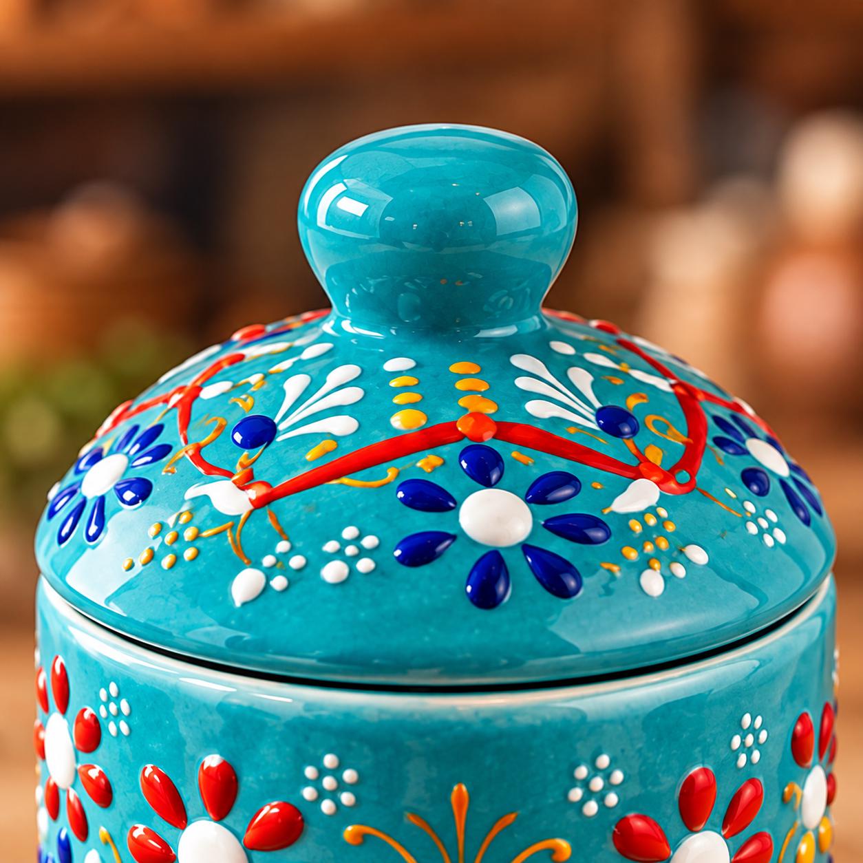 Handmade Ceramic Kitchen Storage | Turkish Spice Jar Set With Lid