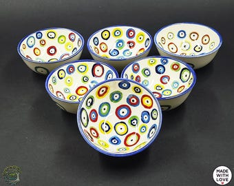 邪眼ボウルセット：手作りトルコ陶器ディッピングボウル - Etsy 日本