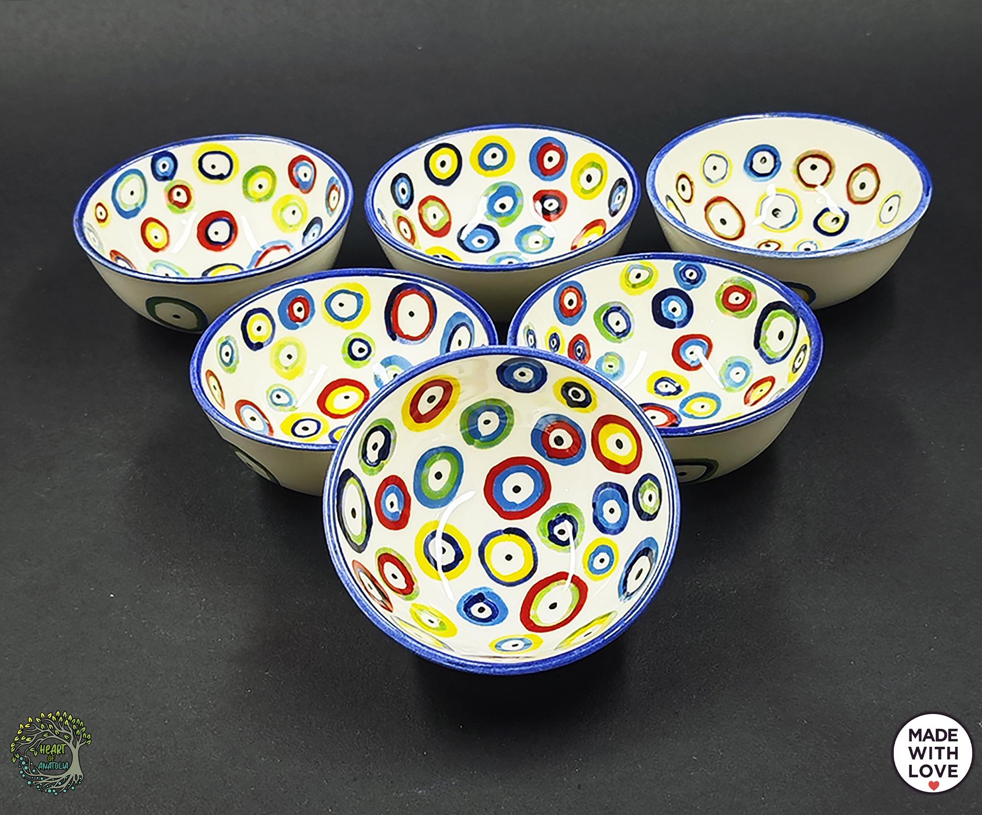 邪眼ボウルセット：手作りトルコ陶器ディッピングボウル - Etsy 日本