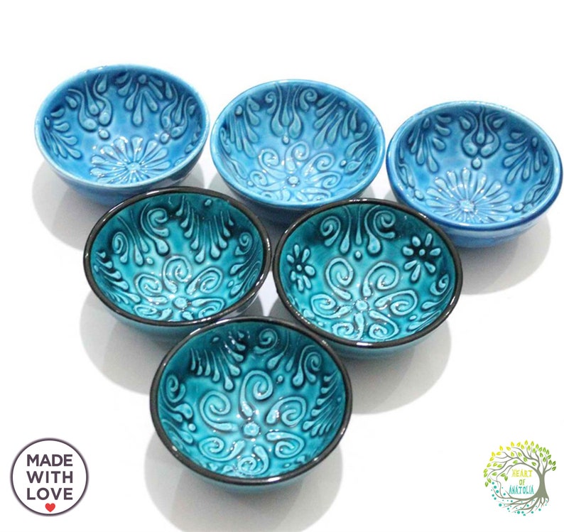 6 Pieces Small & Big Ceramic Bowls Set Traditional Embossed - Etsy