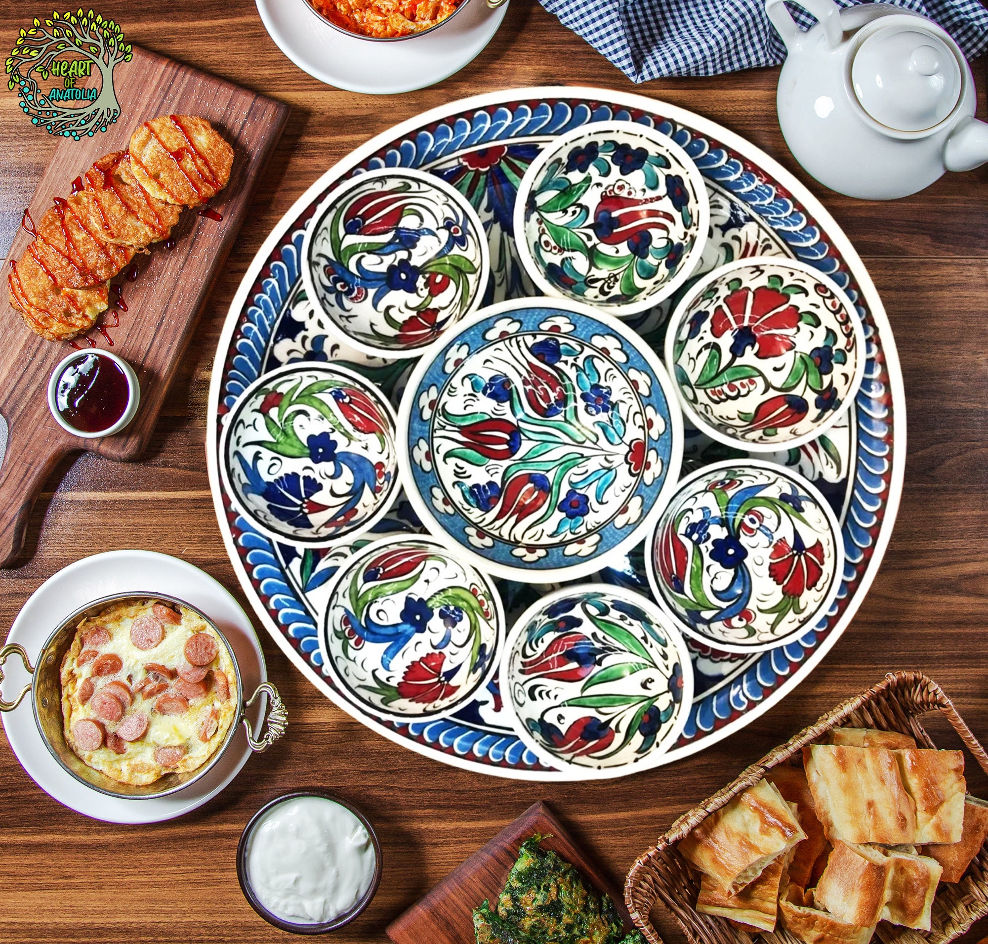 Ensemble de 8 bols et plateaux en céramique Petit-déjeuner Vaisselle Nuts  Snack Tapas Serving Pottery Cadeau en céramique de carreaux de cuisine  décoratifs faits à la main -  France