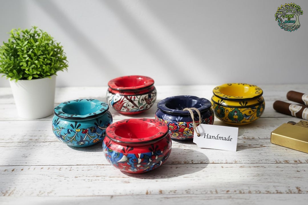posacenere in ceramica con coperchi,antivento,posacenere per